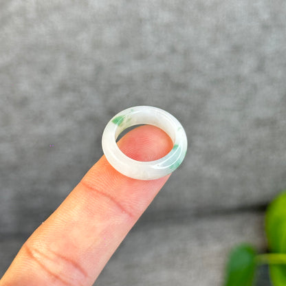 Floral Light Green Natural Jadeite Jade Ring Size 1.53