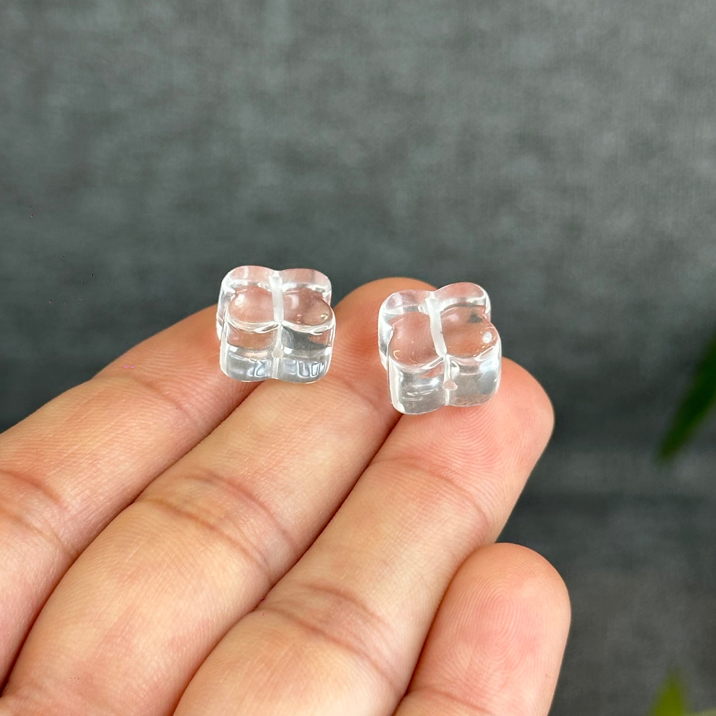 Natural Clear Quartz Clover Charm - High Quality