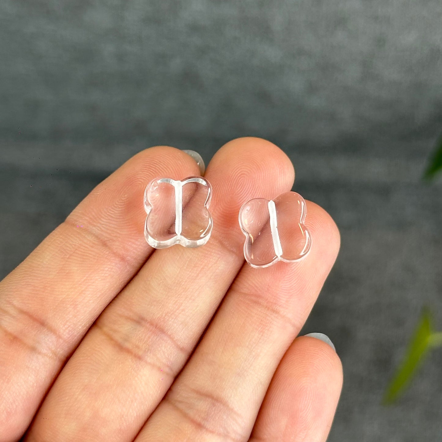 Natural Clear Quartz Clover Charm - High Quality
