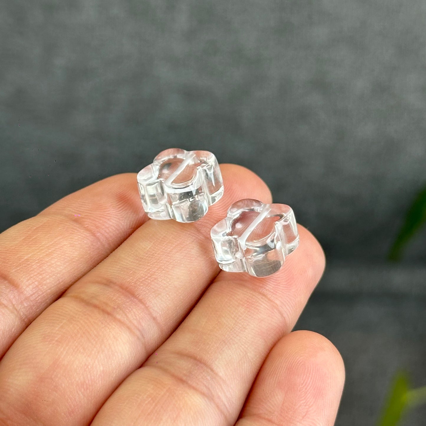 Natural Clear Quartz Clover Charm - High Quality