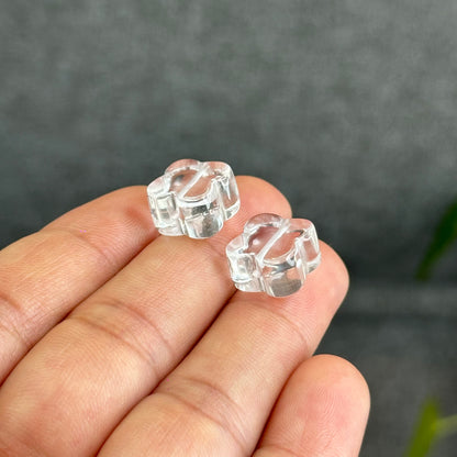 Natural Clear Quartz Clover Charm - High Quality