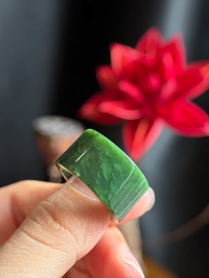 Natural Nephrite Jade Ring Square Style Size 1.9