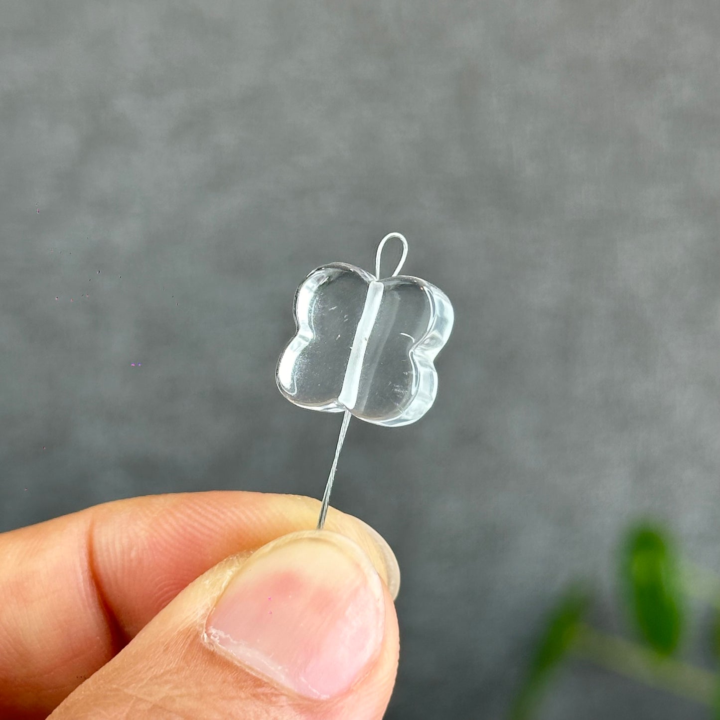 Natural Clear Quartz Clover Charm - High Quality