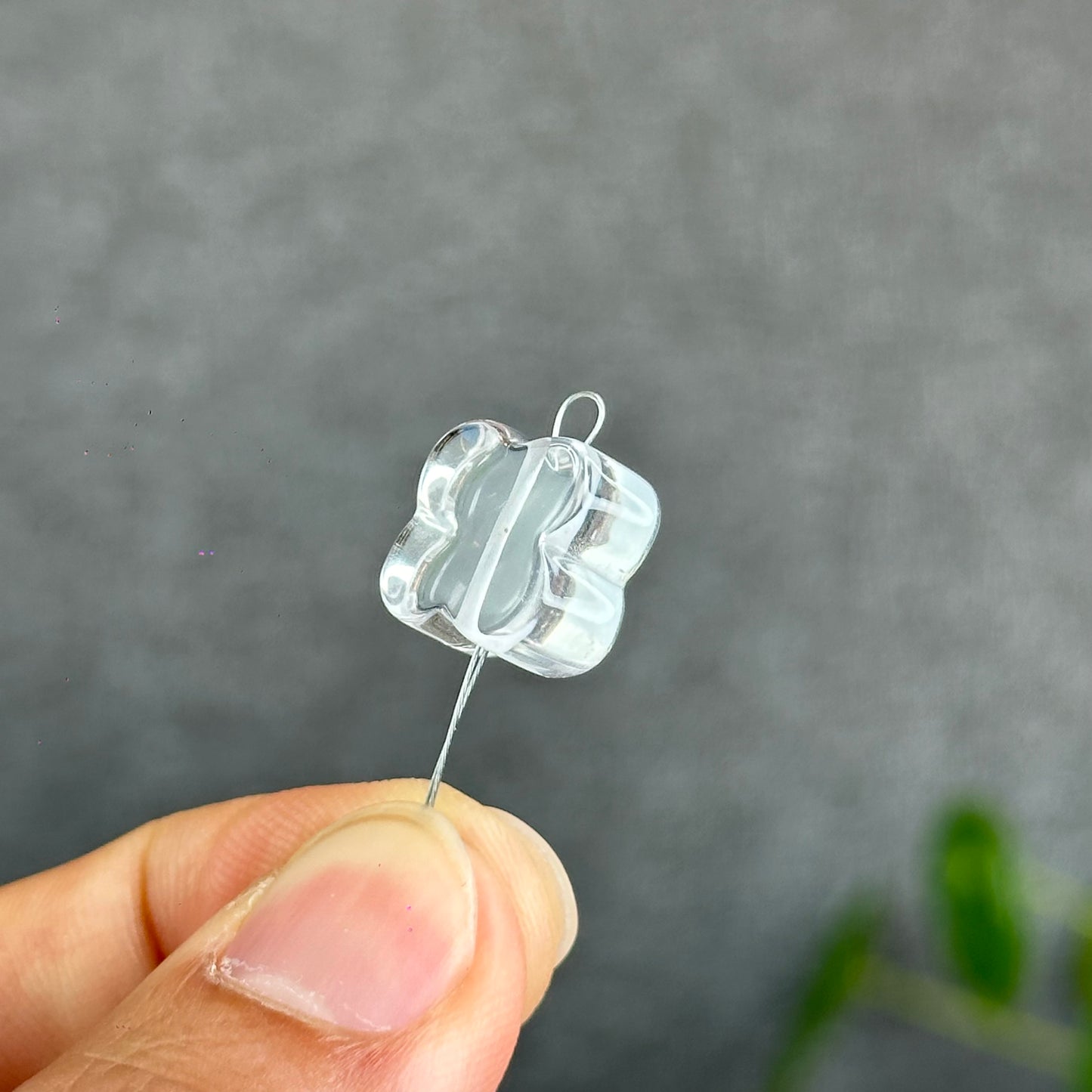 Natural Clear Quartz Clover Charm - High Quality