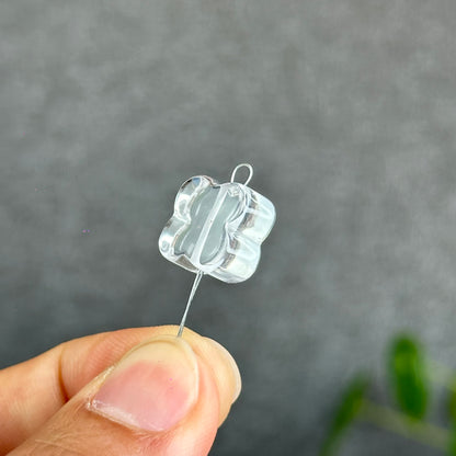 Natural Clear Quartz Clover Charm - High Quality