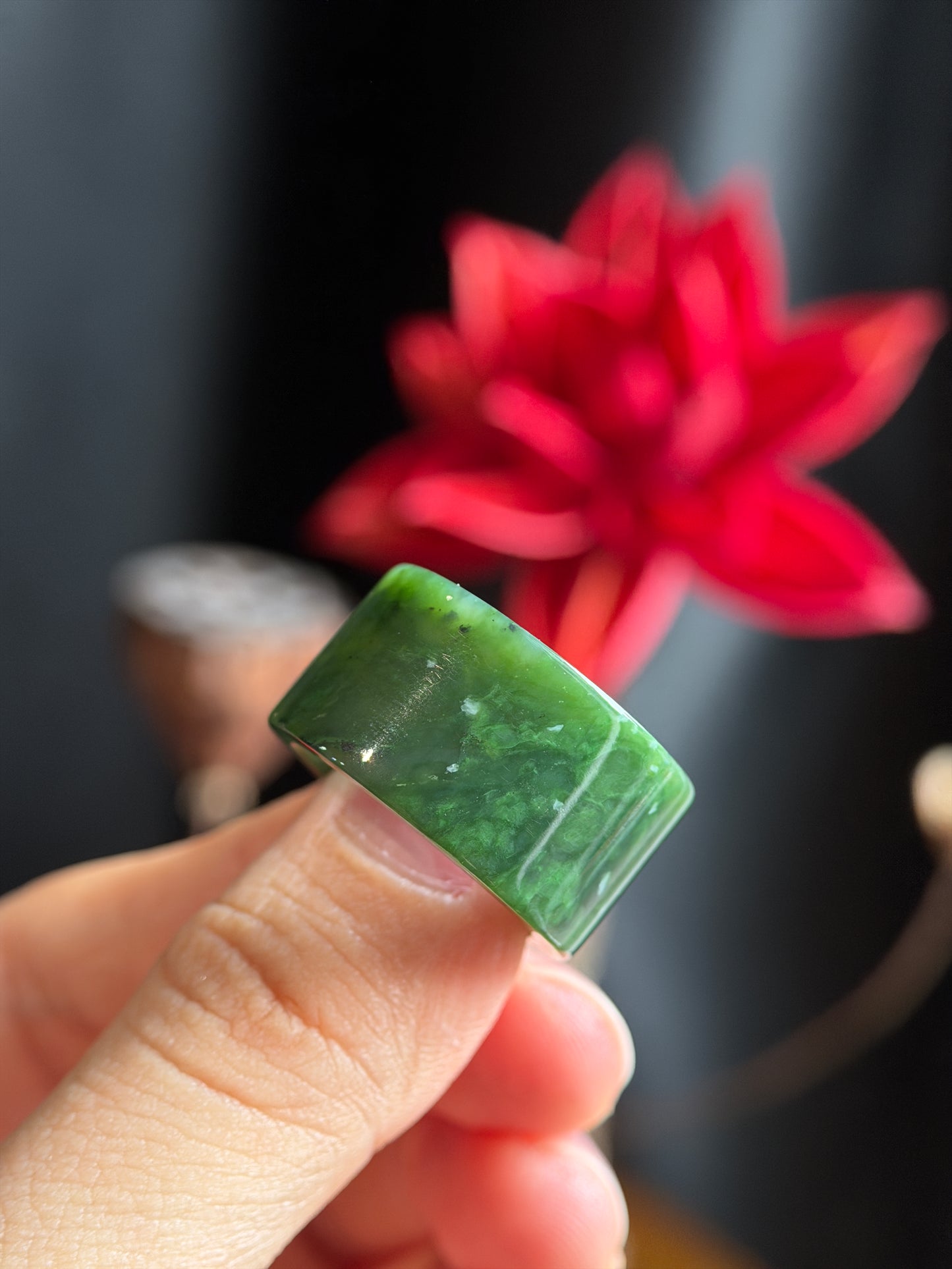Natural Nephrite Jade Ring Square Style Size 1.9