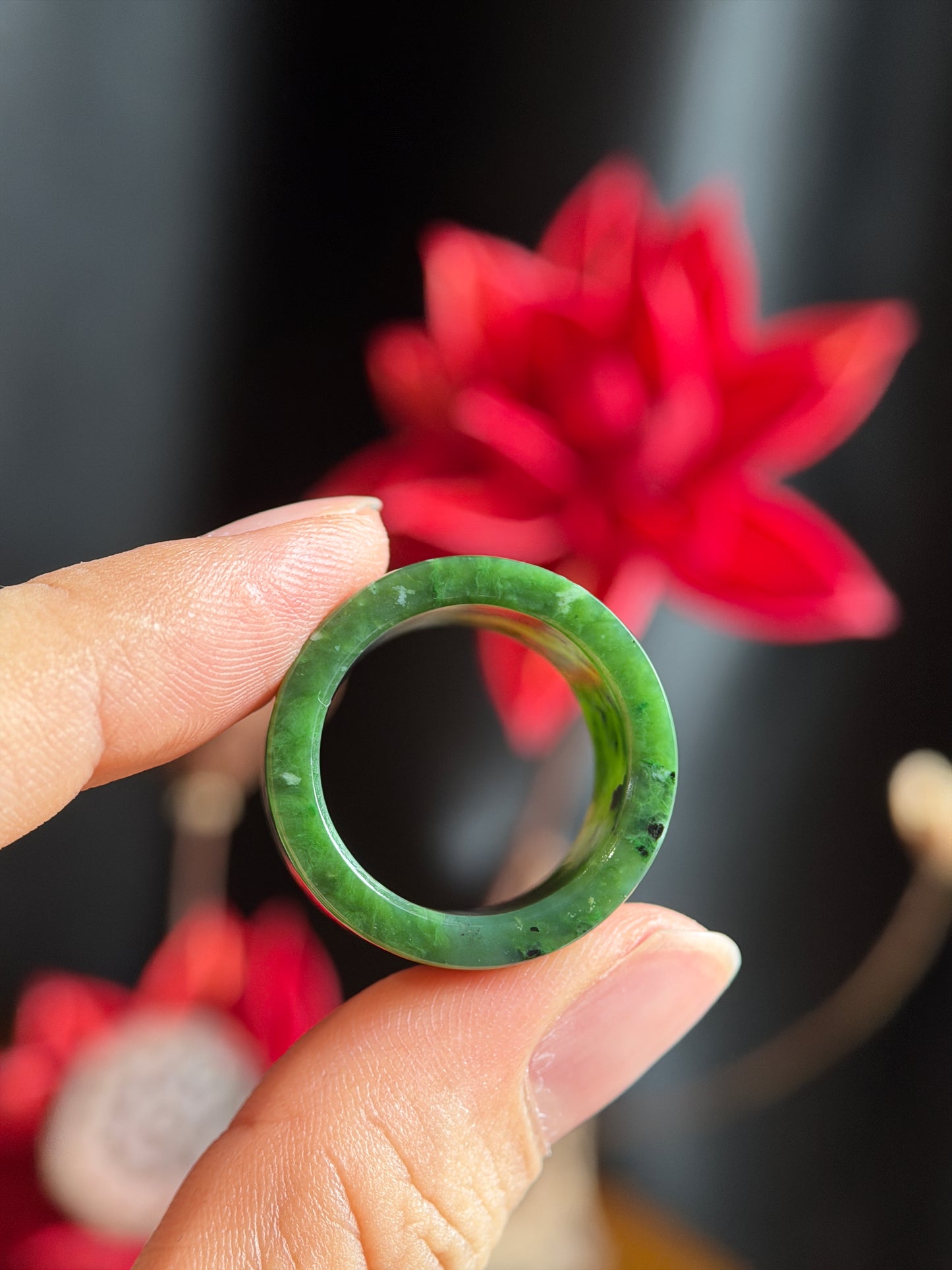 Natural Nephrite Jade Ring Square Style Size 1.9