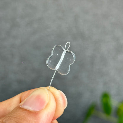 Natural Clear Quartz Clover Charm - High Quality