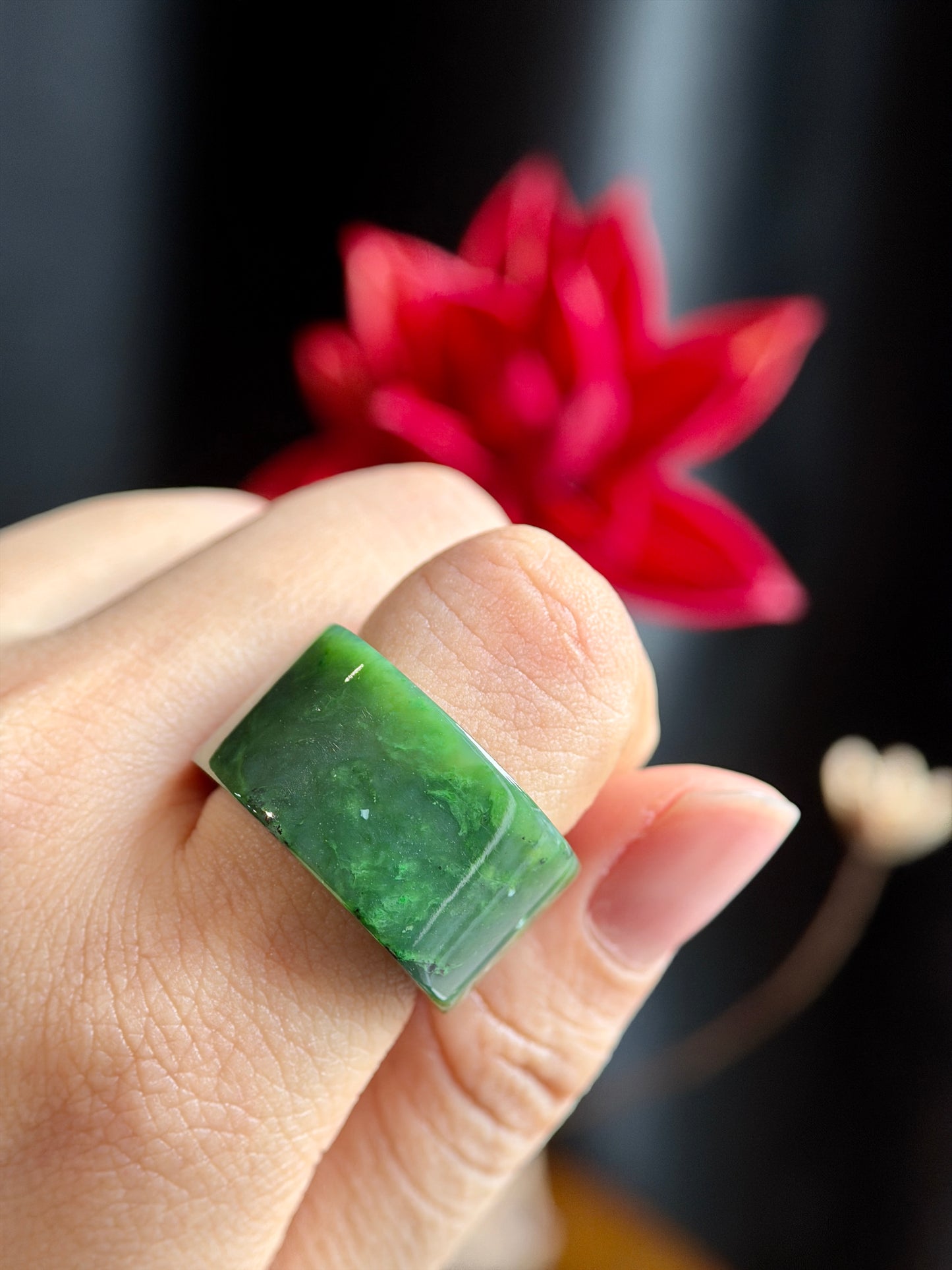 Natural Nephrite Jade Ring Square Style Size 1.9