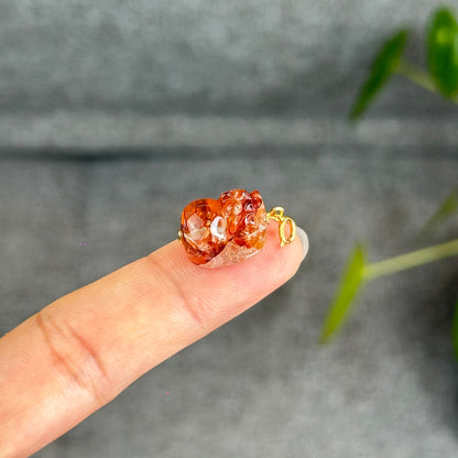 Natural Fire Quartz Pixiu Charm with Silver Gold Plated Clip