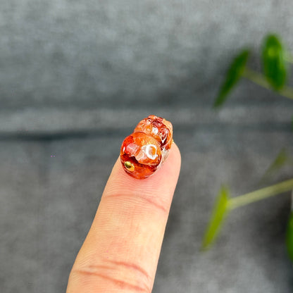 Natural Fire Quartz Pixiu Charm with Silver Gold Plated Clip
