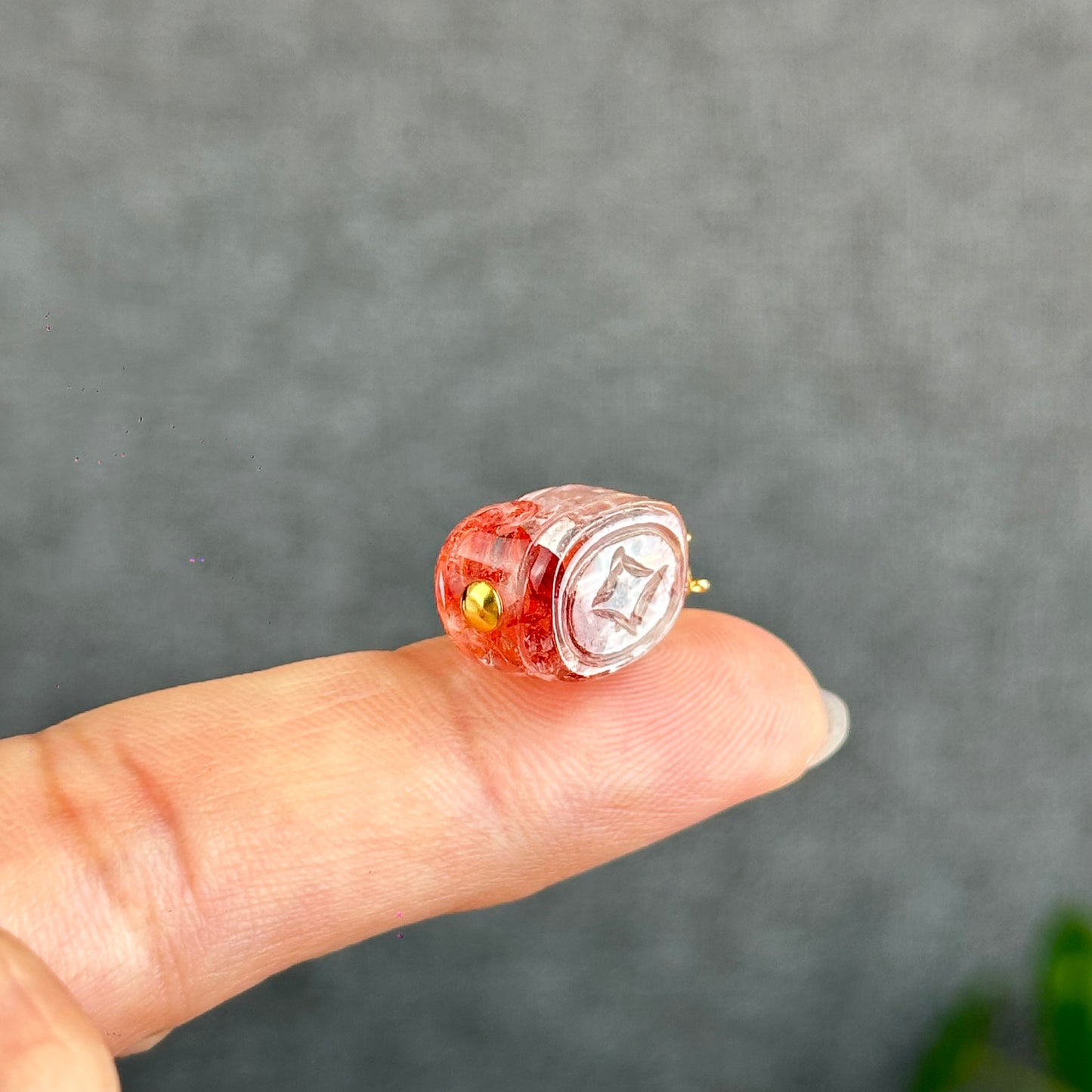 Natural Fire Quartz Pixiu Charm with Silver Gold Plated Clip