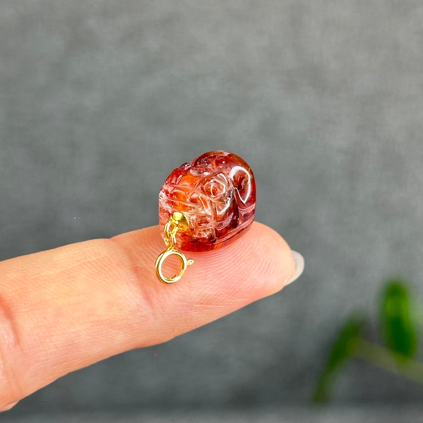 Natural Fire Quartz Pixiu Charm with Silver Gold Plated Clip