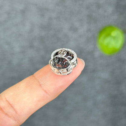 Natural Black Rutilated Quartz Money Bag Charm in Silver Setting