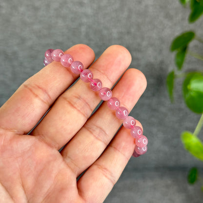 Natural Dark Pink Rose Quartz Madagascar VIP Bracelet Size 7.2 mm