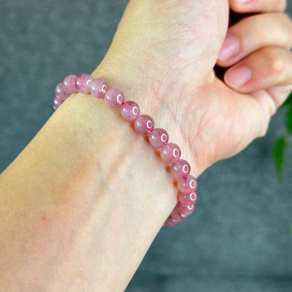 Natural Dark Pink Rose Quartz Madagascar VIP Bracelet Size 7.2 mm