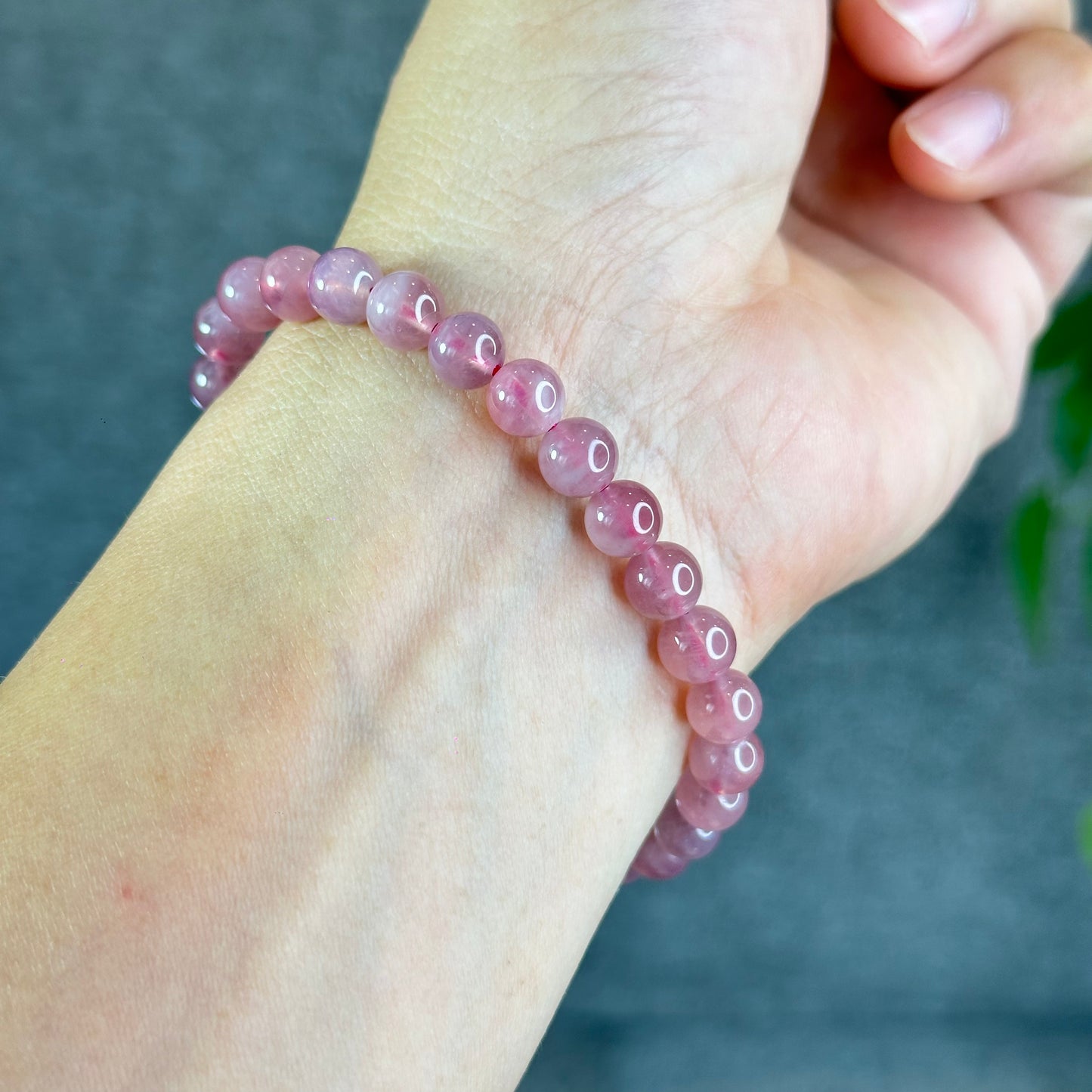 Natural Dark Pink Rose Quartz Madagascar VIP Bracelet Size 7.2 mm