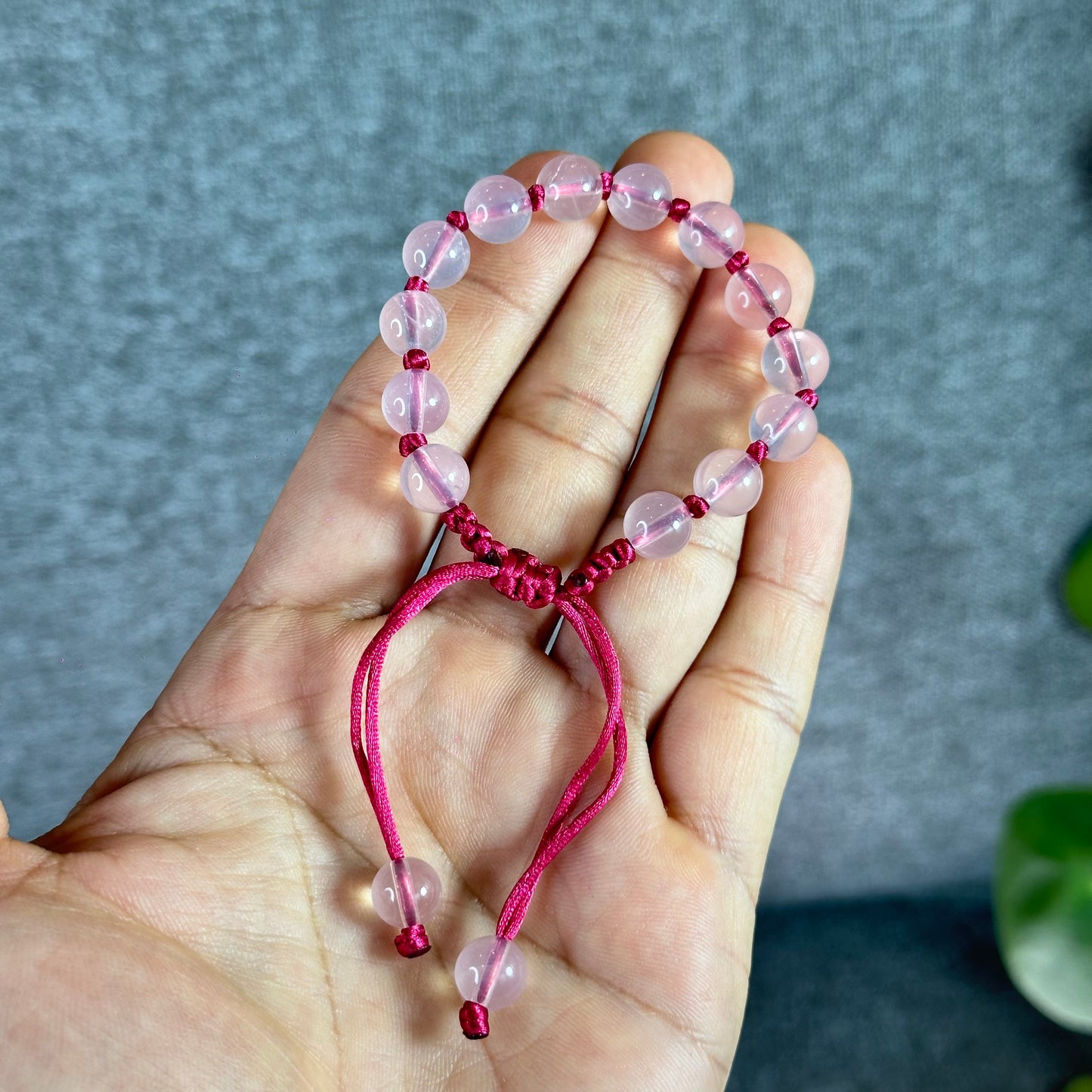 Braided Madagascar Rose Quartz Bracelet Size 8 mm