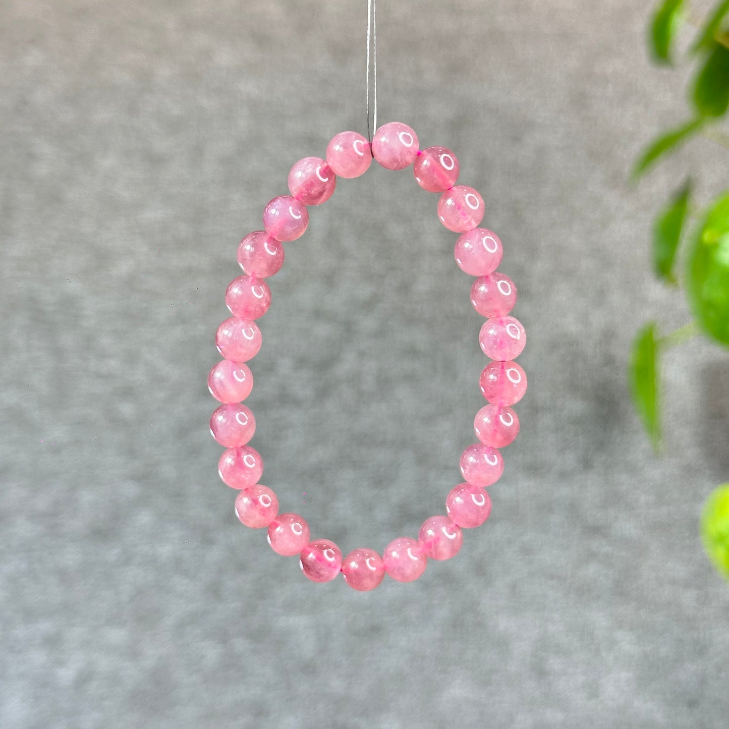 Natural Dark Pink Rose Quartz Madagascar VIP Bracelet Size 7.2 mm