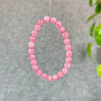 Natural Dark Pink Rose Quartz Madagascar VIP Bracelet Size 7.2 mm