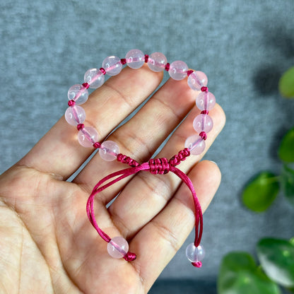 Braided Madagascar Rose Quartz Bracelet Size 8 mm