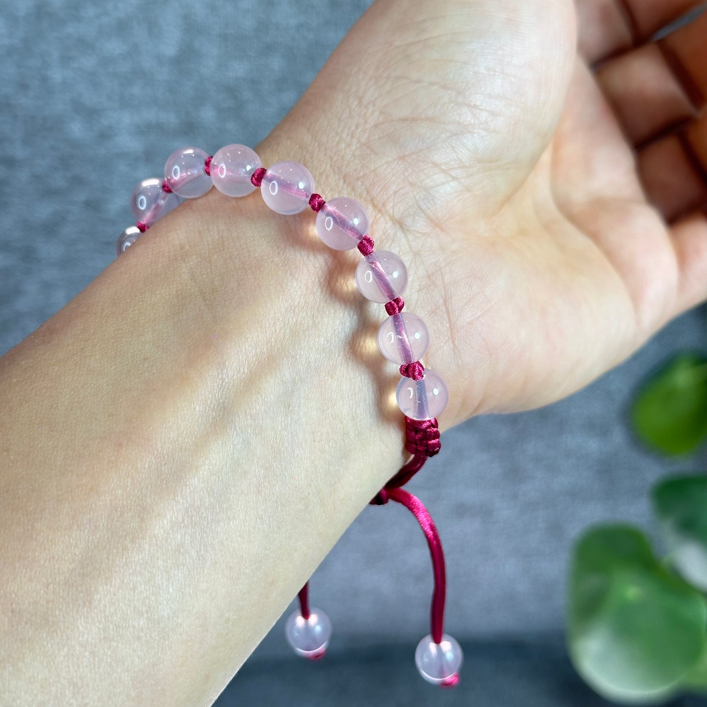 Braided Madagascar Rose Quartz Bracelet Size 8 mm