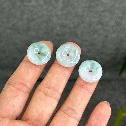 Natural  Floating Moss Floral Green Jadeite Jade Donut Charm
