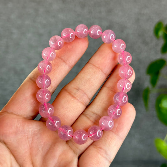 Natural Dark Pink Rose Quartz Madagascar VIP Bracelet Size 9.2 mm