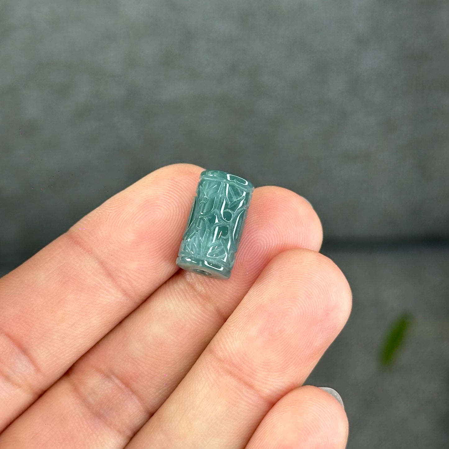 Natural Lu Thon Carved with Prosperity Money Coins Water Green Jadeite Jade Charm