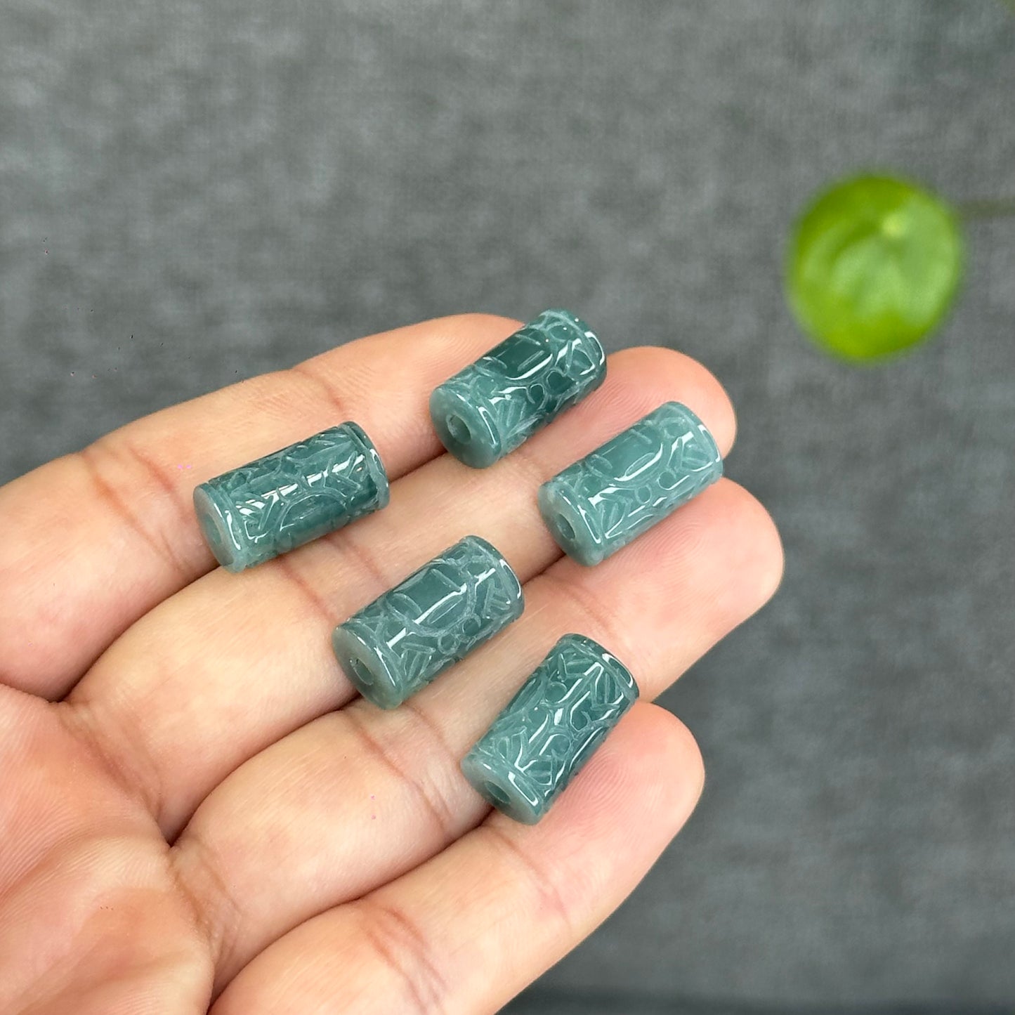 Natural Lu Thon Carved with Prosperity Money Coins Water Green Jadeite Jade Charm