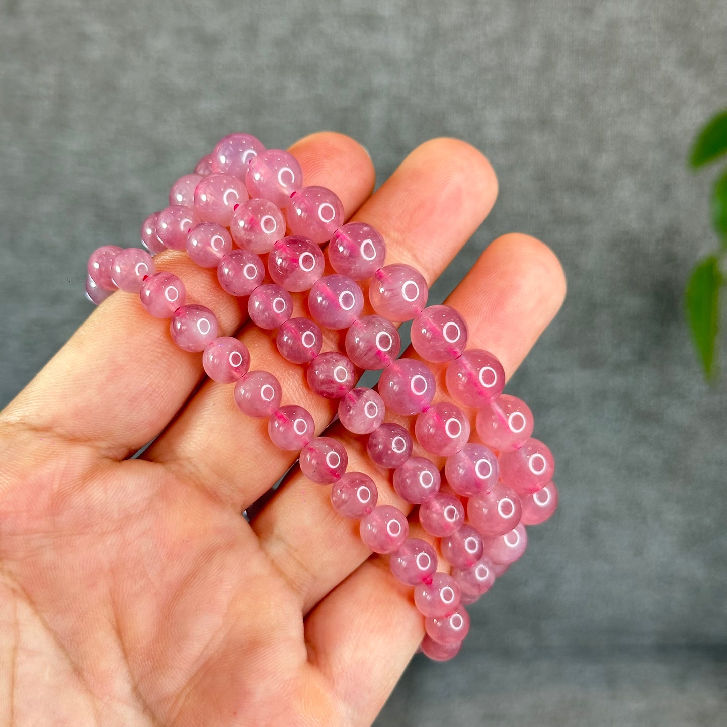 Natural Dark Pink Rose Quartz Madagascar VIP Bracelet Size 7.2 mm