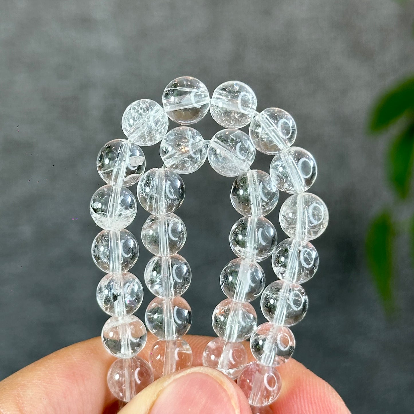 Natural Clear Quartz VIP Triple Wrap Bracelet Size 7.3 mm