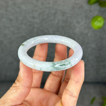 Floral Lavender Jadeite Jade Bangle Chopstick Sytle Size 53.3 mm