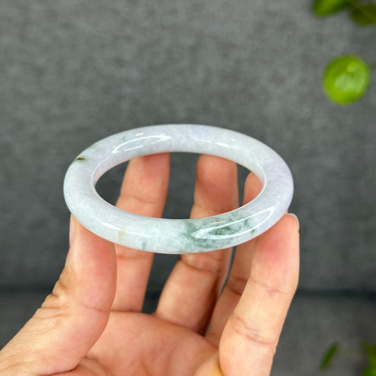 Floral Lavender Jadeite Jade Bangle Chopstick Sytle Size 53.3 mm