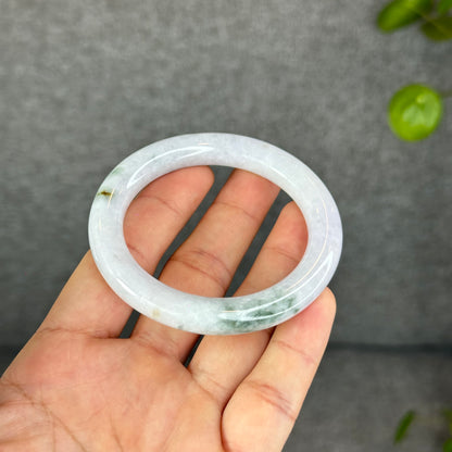 Floral Lavender Jadeite Jade Bangle Chopstick Sytle Size 53.3 mm