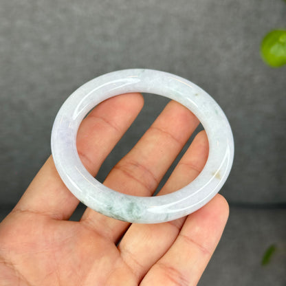 Floral Lavender Jadeite Jade Bangle Chopstick Sytle Size 53.3 mm