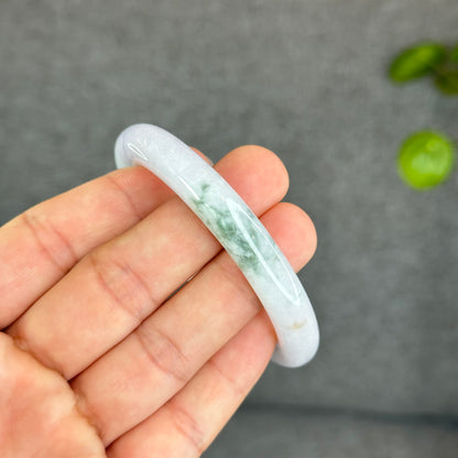 Floral Lavender Jadeite Jade Bangle Chopstick Sytle Size 53.3 mm