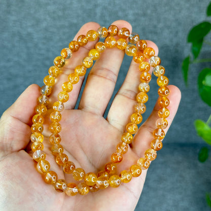 Natural Golden Healer Quartz Triple Wrap Bracelet Size 7.5 mm