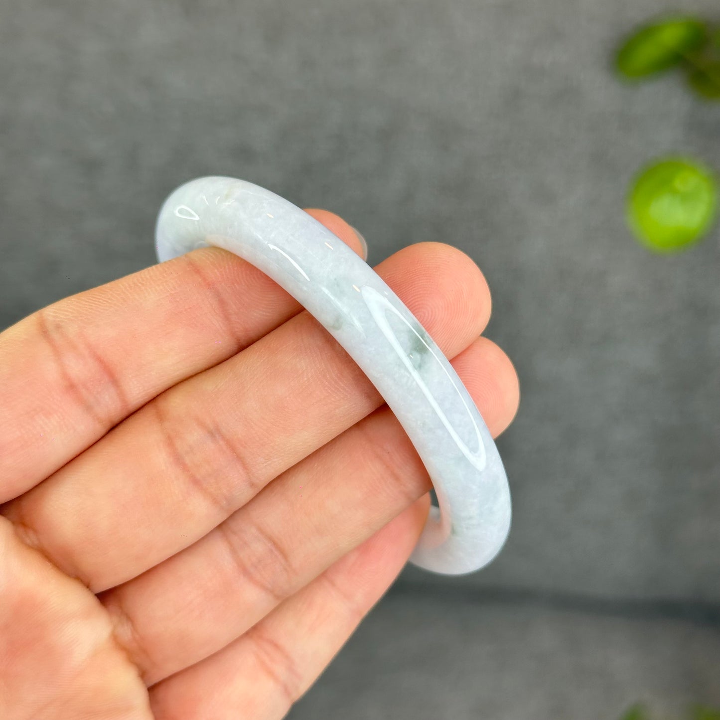 Floral Lavender Jadeite Jade Bangle Chopstick Sytle Size 53.3 mm