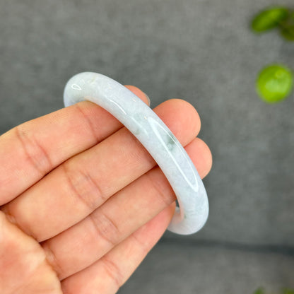 Floral Lavender Jadeite Jade Bangle Chopstick Sytle Size 53.3 mm