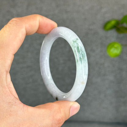 Floral Lavender Jadeite Jade Bangle Chopstick Sytle Size 53.3 mm