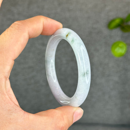 Floral Lavender Jadeite Jade Bangle Chopstick Sytle Size 53.3 mm