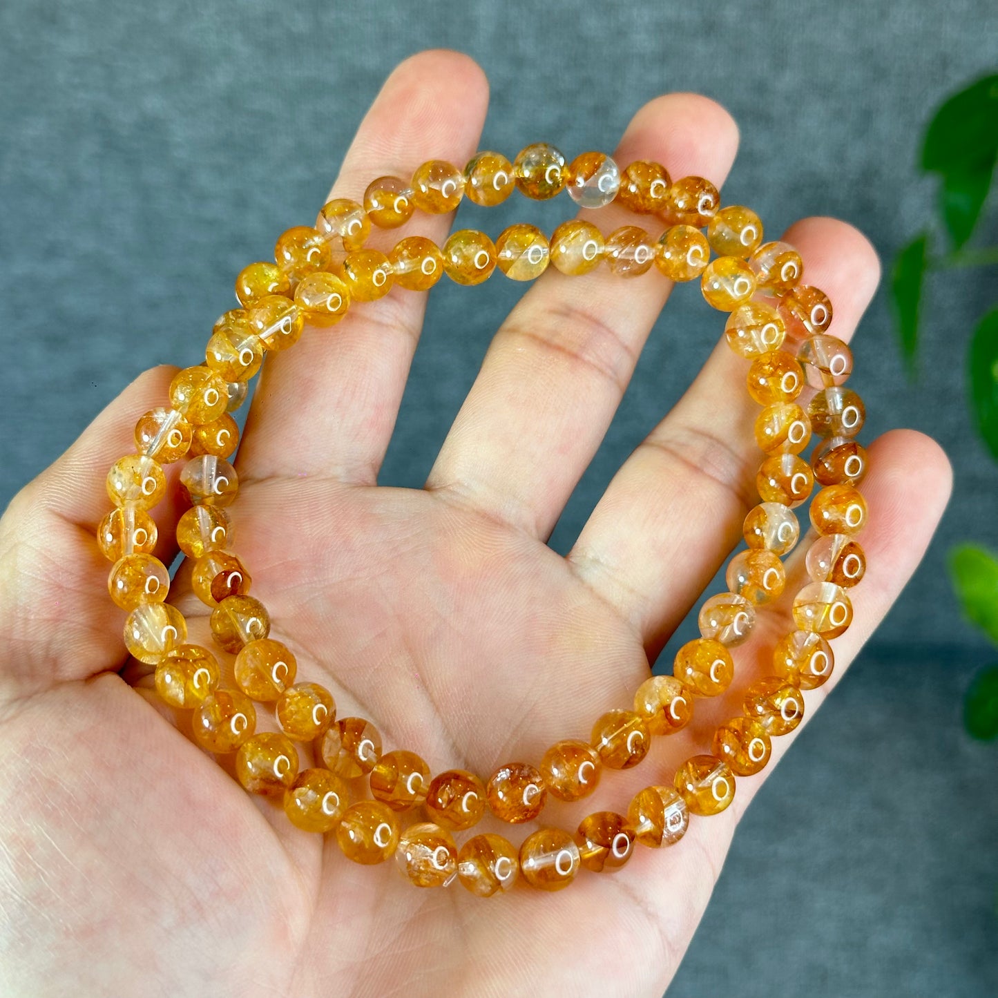 Natural Golden Healer Quartz Triple Wrap Bracelet Size 7.5 mm