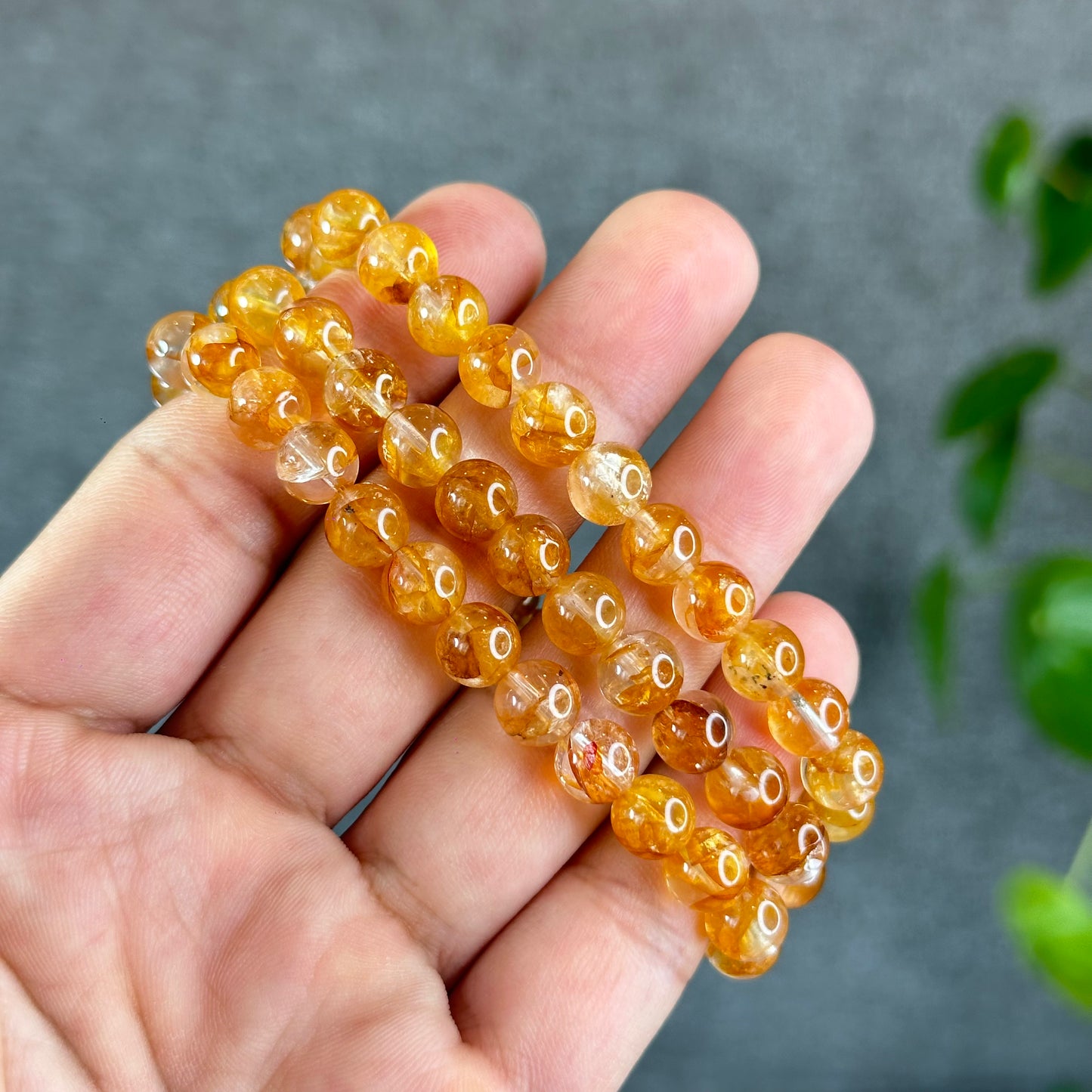 Natural Golden Healer Quartz Triple Wrap Bracelet Size 7.5 mm