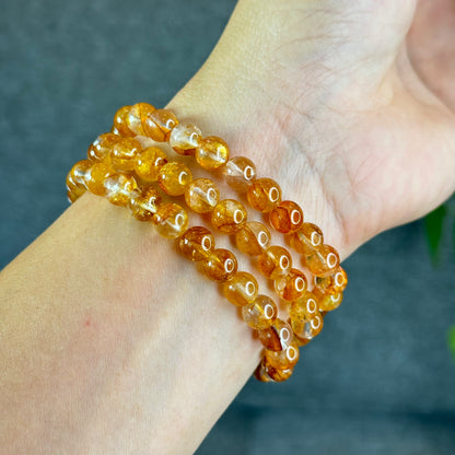 Natural Golden Healer Quartz Triple Wrap Bracelet Size 7.5 mm