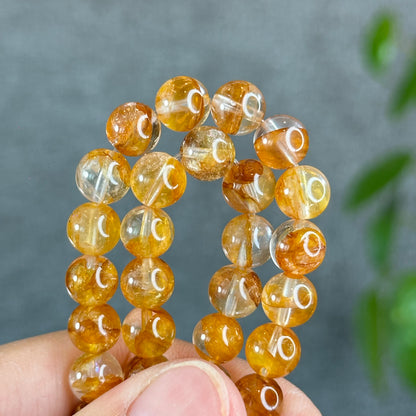 Natural Golden Healer Quartz Triple Wrap Bracelet Size 7.5 mm