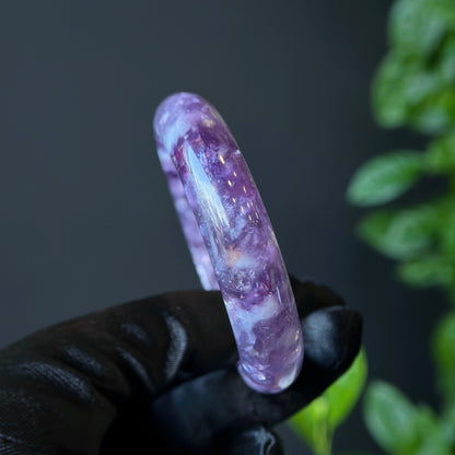 Lepidolite Bangle Leaf Style Size 55 mm