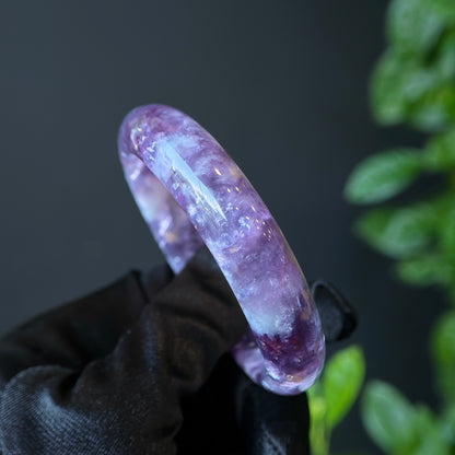 Lepidolite Bangle Leaf Style Size 55 mm