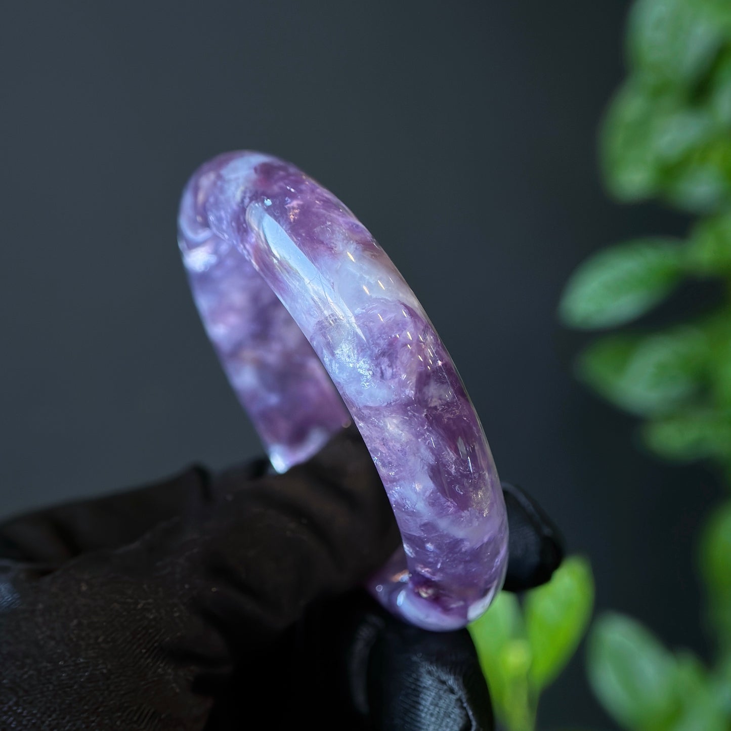 Lepidolite Bangle Leaf Style Size 55 mm