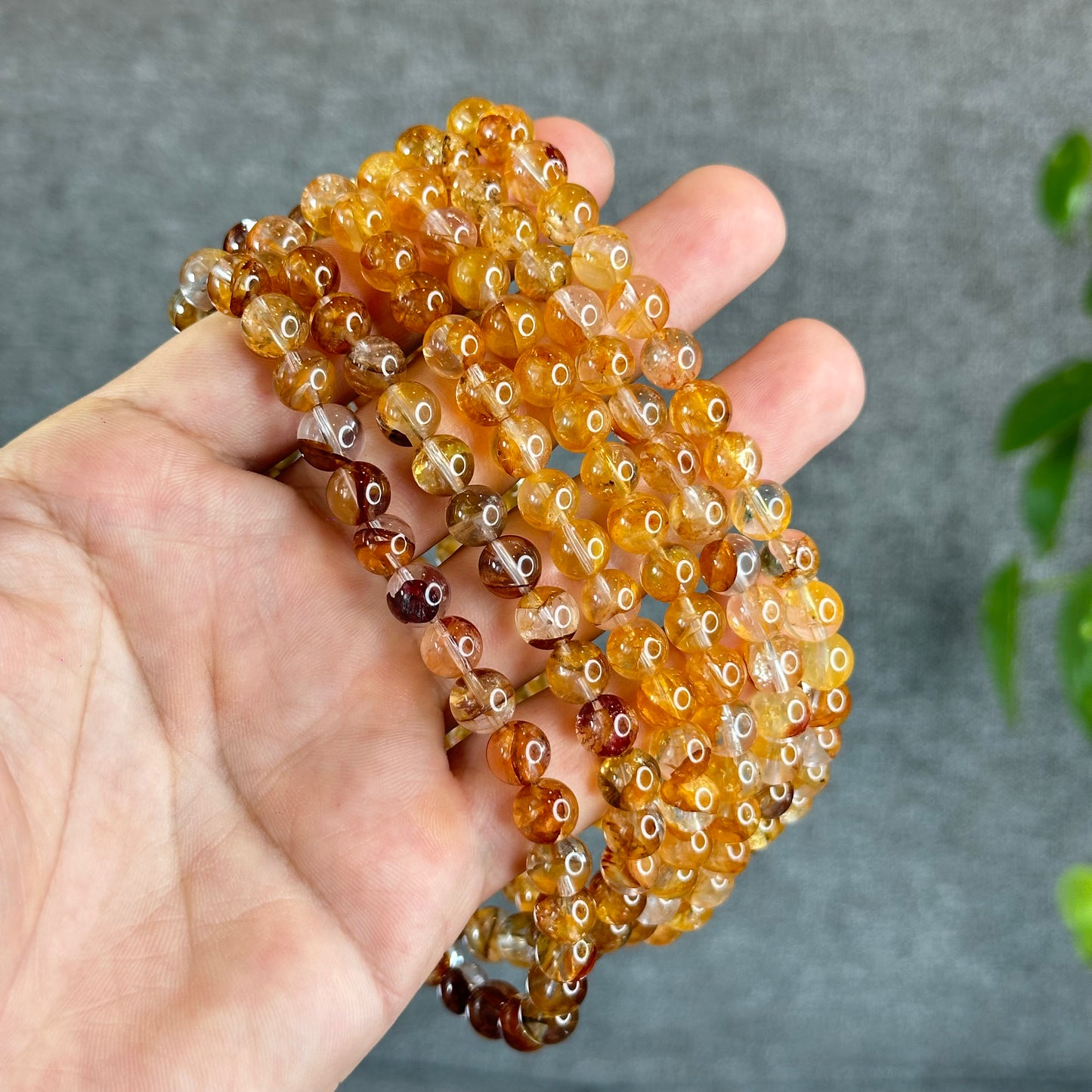 Natural Golden Healer Quartz Triple Wrap Bracelet Size 7.5 mm